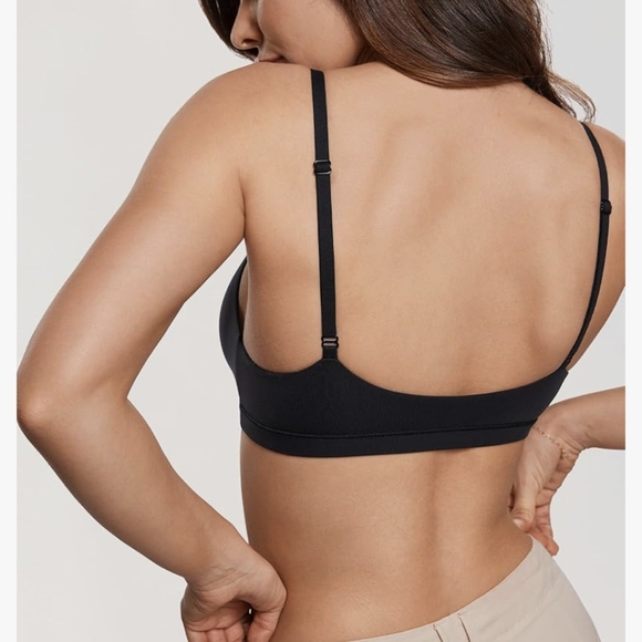 NWT INLYRIC Women's Inbarely Triangle Bralette Plunge Unlined Black Seamless Bra - Picture 5 of 12